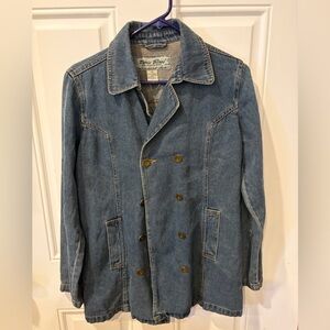 Paris Blues Blue Denim Trench Coat with Gold Buttons